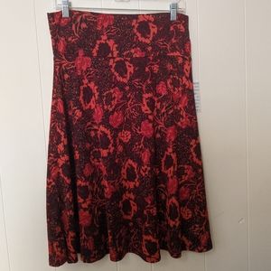 NWT LuLaRoe Orange & Black Floral Azure Skirt